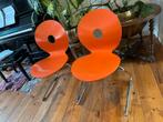 4 oranje vintage design vlinderstoelen van Verner Panton, Huis en Inrichting, Stoelen, Ophalen, Gebruikt, Overige kleuren, Vier