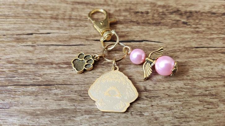 Tas/Sleutelhanger Goldendoodle RVS gold met beschermengeltje, Sieraden, Tassen en Uiterlijk, Tassen | Damestassen, Nieuw, Verzenden