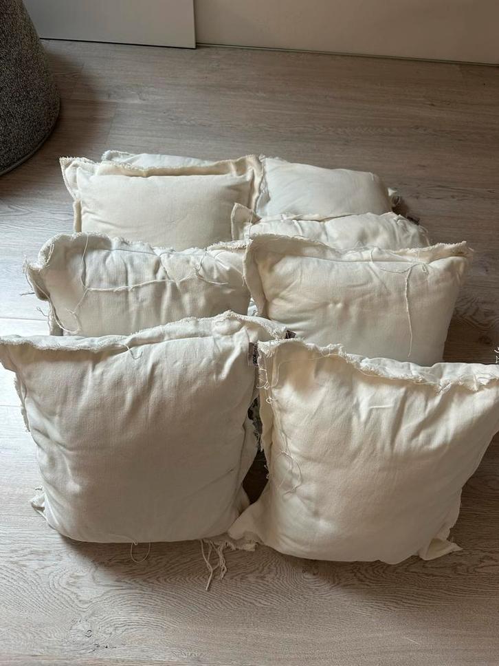 8 Crème Sierkussens - Gebruikt, Huis en Inrichting, Woonaccessoires | Kussens, Gebruikt, Wit, Vierkant, Ophalen