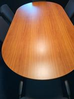 Houten ovale vergadertafel voor 6 personen met stoelen, Huis en Inrichting, Tafels | Bijzettafels, Ophalen, Gebruikt, Modern, 60 cm of meer