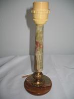 Tafel Lampenvoet Onyx Marmer met KoperVintage, Ophalen of Verzenden, Gebruikt, Vintage Onyx + Kopermessing, Minder dan 50 cm