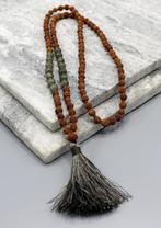 Tibetaanse rudraksha gebedsmala met labradoriet kralen, Sieraden, Tassen en Uiterlijk, Kettingen, Verzenden, Nieuw, Steen of Mineraal