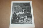 Antieke prent - Hond omringd door katten - 1878 !!, Gebruikt, Ophalen of Verzenden, Prent