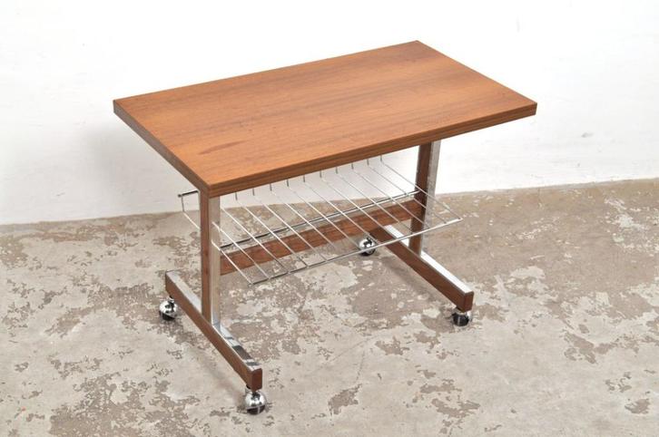 Vintage lectuurmeubel tafeltje tafel meubel op wielen, Huis en Inrichting, Tafels | Bijzettafels, Gebruikt, Ophalen of Verzenden