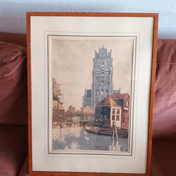 Marius de Jongere (1912-1977), ets, Grote Kerk, Dordrecht  beschikbaar voor biedingen