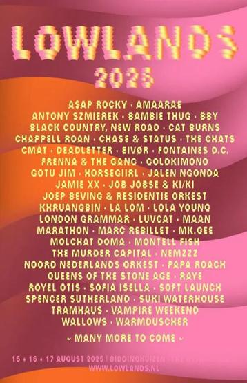 2 Lowlands weekend tickets  beschikbaar voor biedingen
