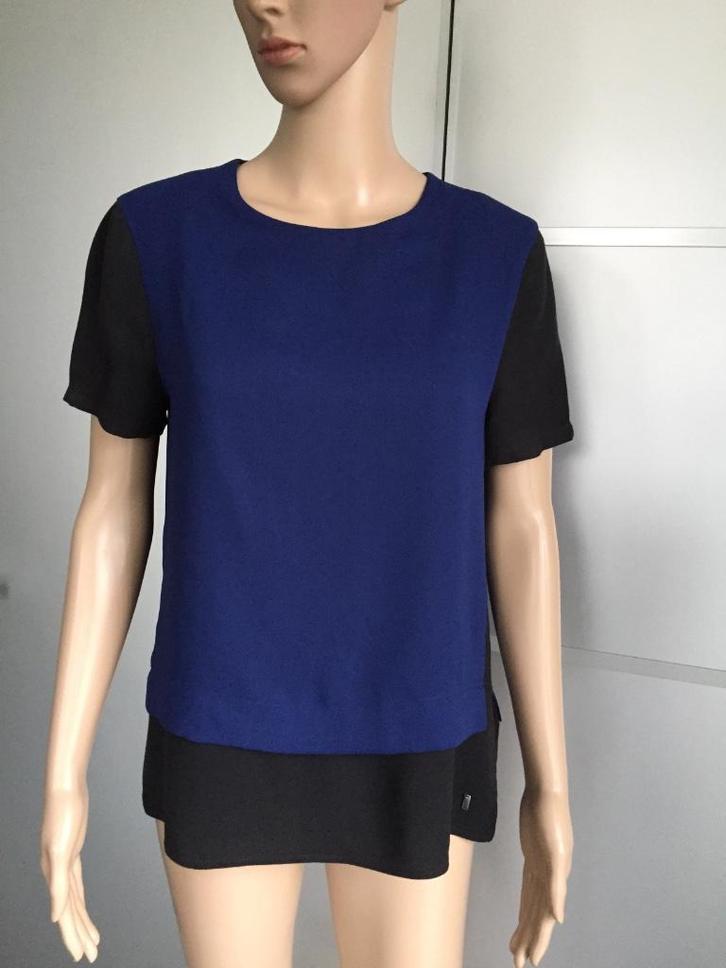 C1007 Tommy Hilfiger maat S=36 blauw/zwart top blouse, Kleding | Dames, Blouses en Tunieken, Zo goed als nieuw, Maat 36 (S), Blauw