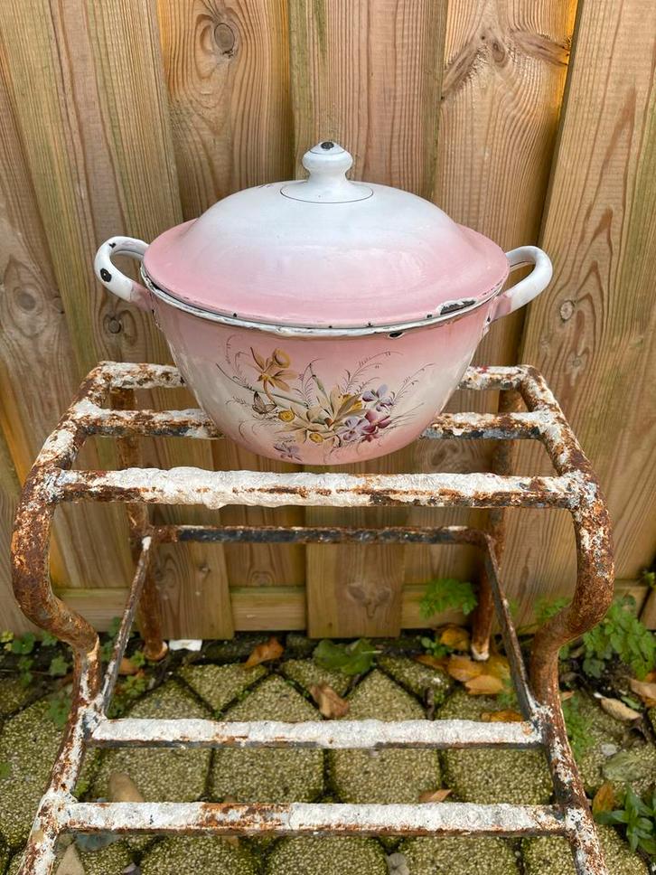 Vintage Emaille Pan - Frans Roze, Antiek en Kunst, Antiek | Emaille, Ophalen of Verzenden