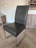 6 Echt Lederen donkergrijze Eetkamerstoelen - Loods5, Huis en Inrichting, Stoelen, Ophalen, Leer, Zo goed als nieuw, Grijs