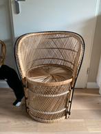 Vintage Rieten Pauwenstoel, Ophalen, Gebruikt, Bruin, Riet of Rotan