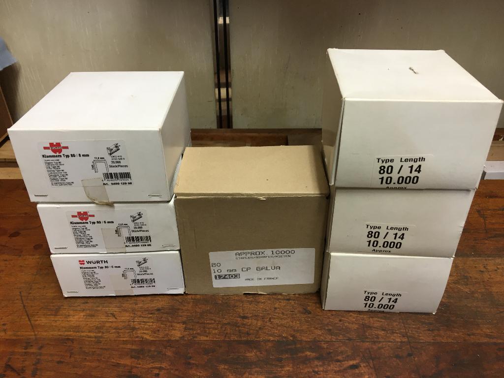 Würth nieten voor tackers+Bostitch spijkers(kleine kop), Minder dan 25 liter, Ophalen of Verzenden, Nieuw, 200 tot 400 liter/min