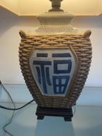 SET CHINESE TAFELLAMP SCHEMERLAMPEN KERAMIEK MET HOUTEN VOET, Ophalen, Zo goed als nieuw, Minder dan 50 cm