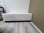 Leren bankje / voetenbank - 120 cm breed, Ophalen, Gebruikt, Eenpersoons, Wit