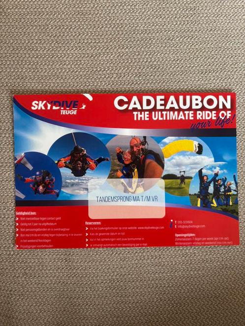 Skydive (tandemsprong) in Teuge, Tickets en Kaartjes, Kortingen en Cadeaubonnen, Eén persoon, Overige typen, Cadeaubon