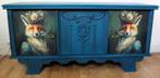 Een petrol blauw dressoir “Vossen”, kast, eclectisch, Ophalen of Verzenden, Zo goed als nieuw, 25 tot 50 cm, 150 tot 200 cm
