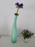 Vintage Kunstglazen Vaas Groen/Blauw/Wit, Ophalen of Verzenden