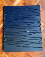 Textiel 3D Art Schilderij - Zwart naar Blauw, Ophalen of Verzenden