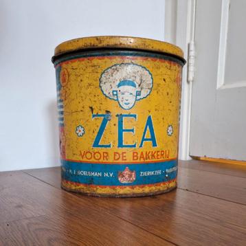 Zea voor de bakkerij. groot blik. brocante. antiek.decoratie beschikbaar voor biedingen