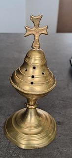 Oude messing wierookbrander met kruis, Antiek en Kunst, Antiek | Religie, Ophalen