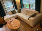 Lederen Hoekbank - Wit-Crème - Vierpersoons, Huis en Inrichting, Banken | Bankstellen, Ophalen, 250 tot 300 cm, Gebruikt, Hoekbank