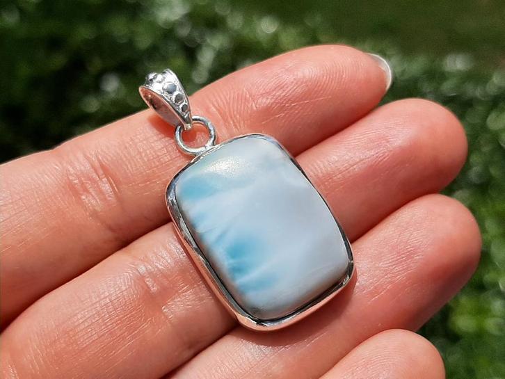 Vanoli - 925 zilveren kettinghanger met larimar, Sieraden, Tassen en Uiterlijk, Kettinghangers, Nieuw, Zilver, Blauw, Met edelsteen