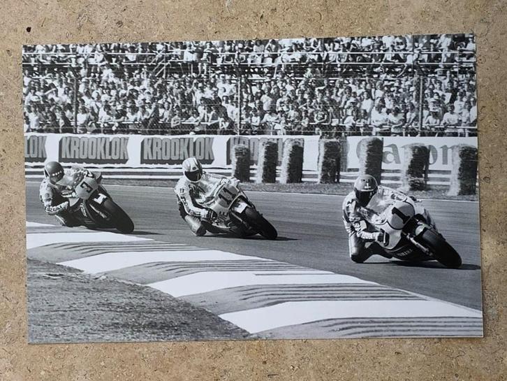 Org z/w foto 20x30 cm Middelburg-Roberts_Mamola 02-08-'81, Boeken, Motoren, Nieuw, Algemeen, Verzenden