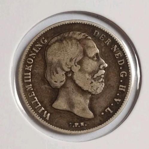 Mooie Zilveren Halve (of 1/2) Gulden 1860 - Willem III, Postzegels en Munten, Munten | Nederland, Losse munt, ½ gulden, Koning Willem III
