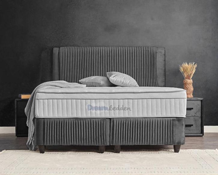 Opbergboxspring Mika Dreambedden, Huis en Inrichting, Slaapkamer | Boxsprings, Grijs, Verzenden