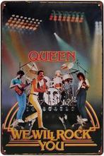 Blikken QUEEN WE WILL ROCK YOU retro reclame wandbord, Nieuw, Reclamebord, Verzenden