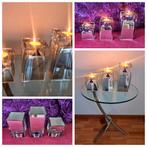 Set glazen kandelaars waxine PP Collection handmade zilver, Antiek en Kunst, Ophalen, Glas