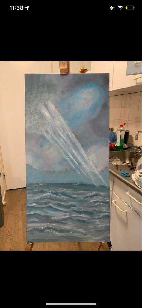 Zeegezicht met Lichtval olieverf, Antiek en Kunst, Kunst | Schilderijen | Klassiek, Ophalen