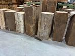 Oude palen, balken, sokkels, planken. Prachtig gebruikt hout, Doe-het-zelf en Verbouw, Hout en Planken, Ophalen, Gebruikt, Minder dan 25 mm