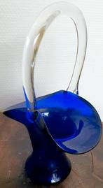Tas mondgeblazen glas blauw gaaf met pontil uniek bijzonder, Antiek en Kunst, Ophalen of Verzenden