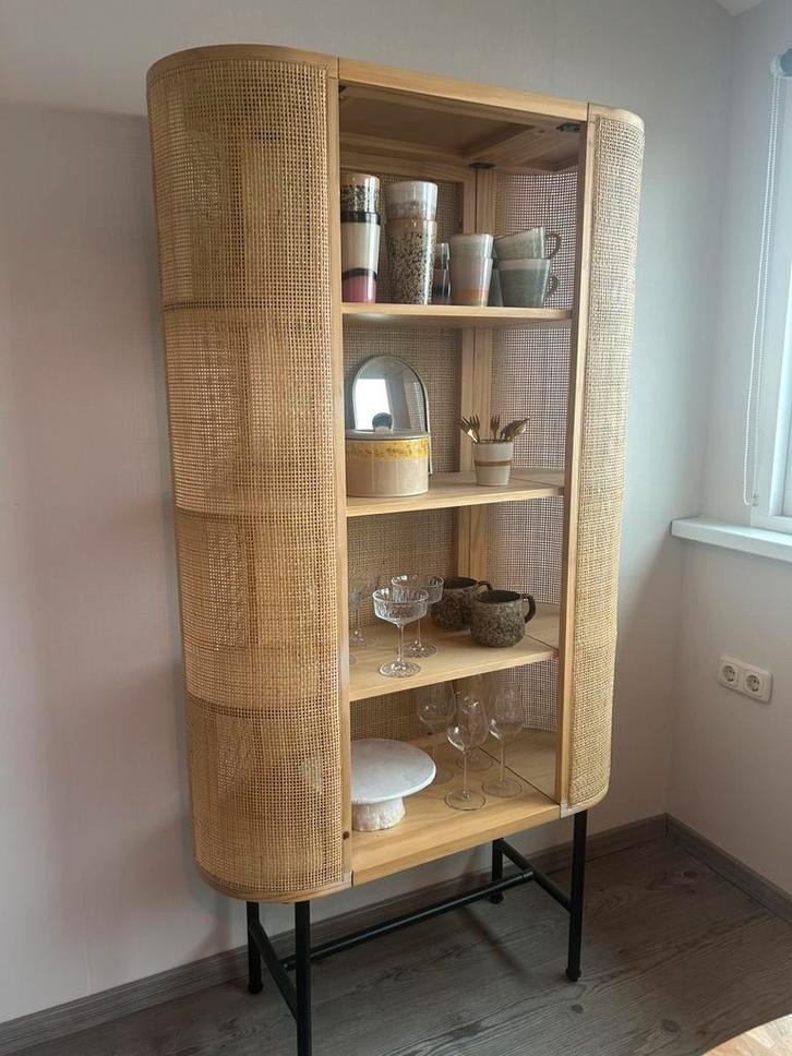 Kast Julius webbing naturel, servieskast, boho kast, Huis en Inrichting, Kasten | Buffetkasten, Zo goed als nieuw, 150 tot 200 cm