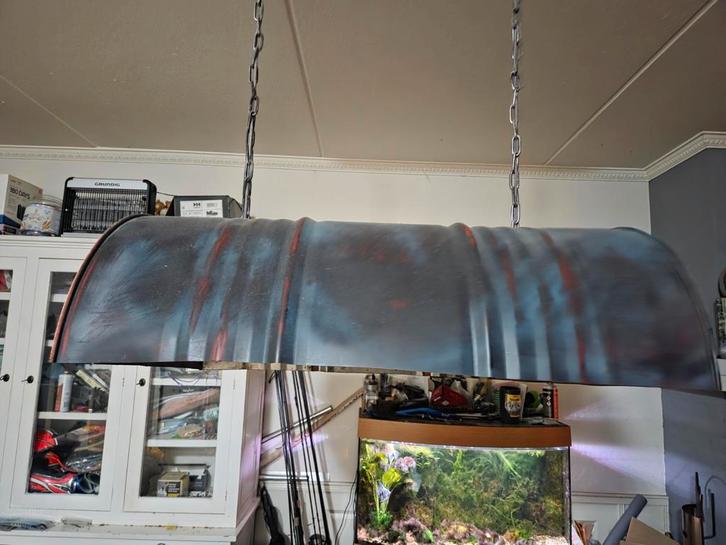 Unieke Café Lamp - Industrieel Design, Huis en Inrichting, Lampen | Hanglampen, Gebruikt, Minder dan 50 cm, Metaal, Ophalen of Verzenden