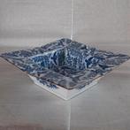 Sanyo Pottery Ryuho vierkante asbak blauw-wit vogel design, Ophalen