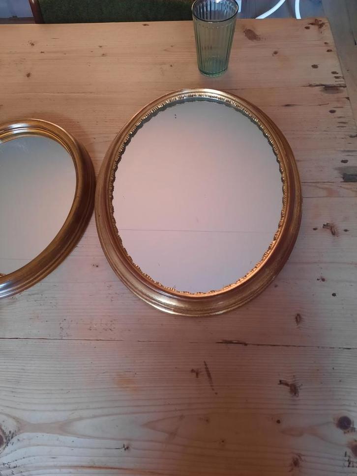 Vintage ovale  Spiegels, Huis en Inrichting, Woonaccessoires | Spiegels, Zo goed als nieuw, 50 tot 75 cm, Minder dan 100 cm, Rond