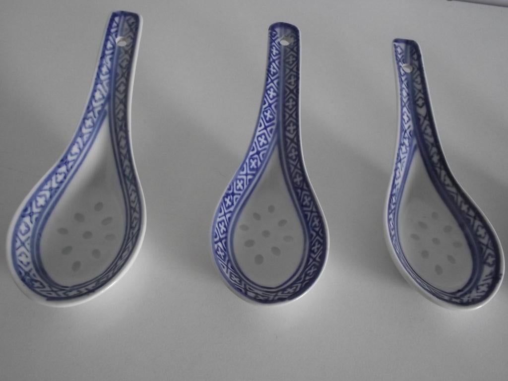 5 porselein lepel rijstajour wanyu soeplepel + ophangoog p s, Ophalen of Verzenden