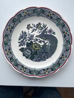 Vintage Delfts Blauw Sierbord met Vogel en Bloemen, Ophalen