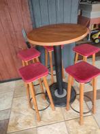 Hoge bartafel met 5 barkrukken, Huis en Inrichting, Tafels | Statafels, Ophalen, In hoogte verstelbaar, Gebruikt