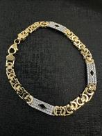 Gouden Koningsarmband met Zirkonia, Ophalen of Verzenden, Nieuw, Goud, Met strass