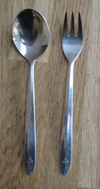 vintage verzilverde vork en lepel KLM luchtvaartmaatschappij, Gebruikt, Verzilverd, Ophalen of Verzenden, Metaal