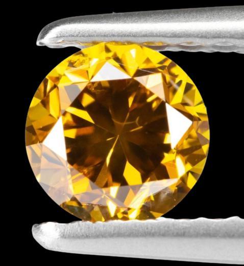 0.44 ct Natuurlijke Diamant – Fancy Vivid Yellowish Orange, Sieraden, Tassen en Uiterlijk, Edelstenen, Nieuw, Ophalen of Verzenden