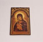 Oud Icoon schilderij op hout met makers stempel, Ophalen of Verzenden