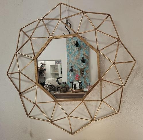 Geometrische spiegel - mat goud, Huis en Inrichting, Woonaccessoires | Spiegels, Nieuw, 75 tot 100 cm, Minder dan 100 cm, Rechthoekig
