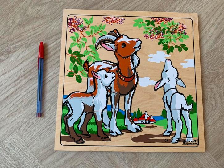 Rolf houten puzzel, Kinderen en Baby's, Speelgoed | Kinderpuzzels, Zo goed als nieuw, 10 tot 50 stukjes, Ophalen of Verzenden