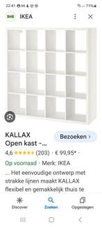 Witte Kallax kast 4 x 4 vakken, Huis en Inrichting, Kasten | Boekenkasten, 25 tot 50 cm, Gebruikt, Ophalen of Verzenden
