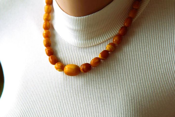 Natural Baltic butterscotch amber beads necklace, Sieraden, Tassen en Uiterlijk, Kettingen, Steen of Mineraal, Met edelsteen, Verstelbaar