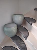 2 grote blauw/groene bloempotten, Tuin en Terras, Bloempotten, Ophalen, Rond, Aardewerk, Binnen