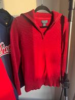 Vintage rode Ralph Lauren gebreide zip-up trui, Maat 38/40 (M), Ophalen of Verzenden, Zo goed als nieuw, Ralph Lauren